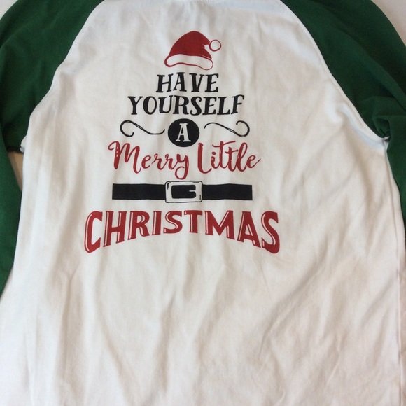 Littlest Prince Boys Size 12 Pine Green Merry Little Christmas Raglan Tee - Picture 2 of 9